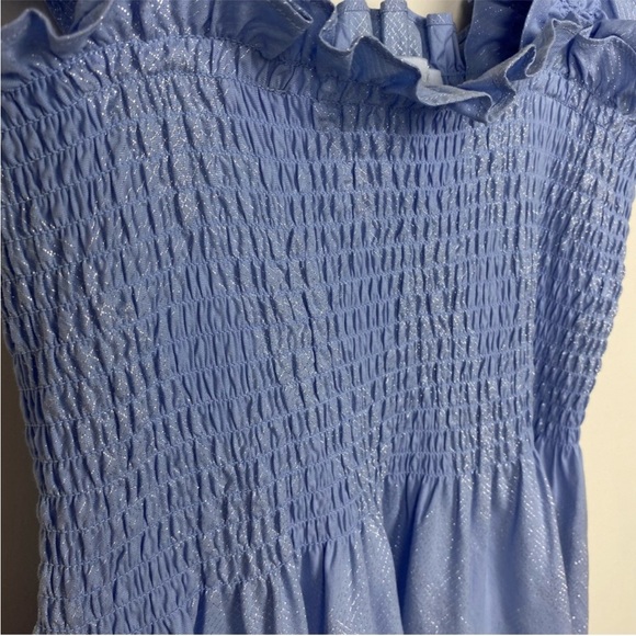 HILL HOUSE The Ellie Nap Midi Dress, Light Blue Glitter Check, Size Small - Picture 5 of 9